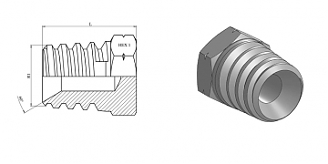 Заглушка NPT 1.1/2" с наружным шестигранником Заглушка NPT 1.1/2" с наружным шестигранником