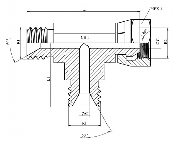 Тройник BSP 3/4" (Ш-Ш-Г) ZnNi (K)