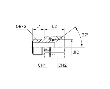 Адаптер ORFS 1"-JIC 7/8" (Ш-Г) Адаптер ORFS 1"-JIC 7/8" (Ш-Г)