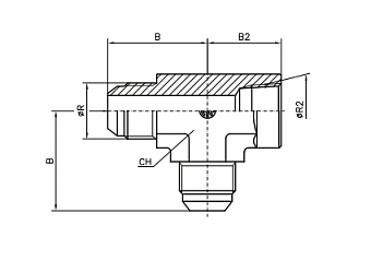 Тройник L-образный  штуцер JIC7/8" - ВНР NPT1/2"