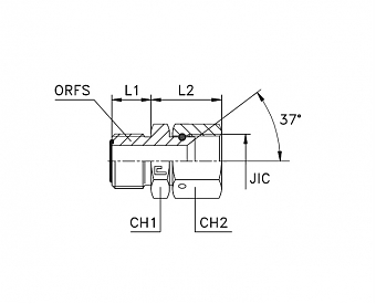Адаптер ORFS 1.7/16"-JIC 1.5/16" (Ш-Г)